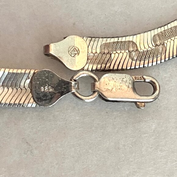 Sterling Silver 925 Italy Geometric Greek Key 6MM Herringbone Chain Necklace 16" - Picture 13 of 15